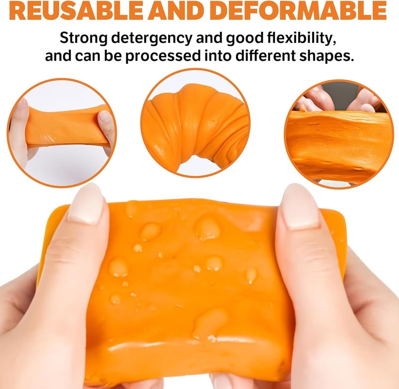 XPERTCHEMY Car Clay Bar 4 Pack 400g(4x100g), Auto Detailing Premium Grade No Scratch Magic Clay Bars Cleaner Kit with Washing and Adsorption Capacity for Car Auto SUV, RV, Truck, Orange - Image 2